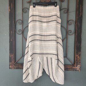 Luukaa Grace Tan, Grey and White Midi Linen Skirt Sz 10